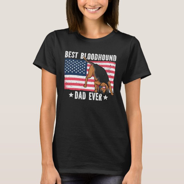 Camiseta Best Bloodhound Dad Ever American Flag (Anverso)