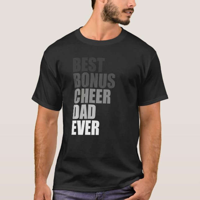 Camiseta Best Bonus Cheer Dad Ever Cheerleading Stepdad Jok (Anverso)