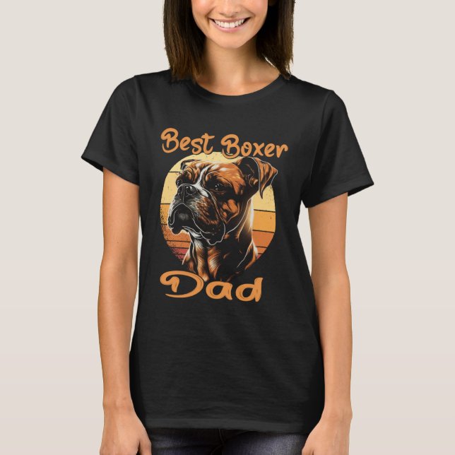 Camiseta Best Boxer Dad Boxer Sunset Retro Dog Owner Dog (Anverso)