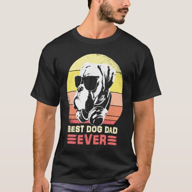 Camiseta Best Boxer Dog Dad Ever Sunglasses And Headphones (Anverso)