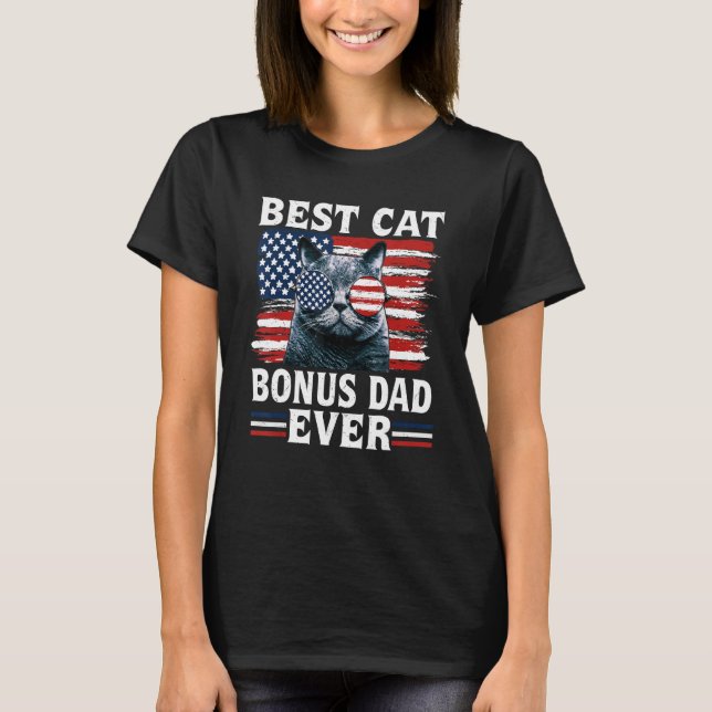 Camiseta Best Cat Bonus Dad Ever American Flag Patriotic 4t (Anverso)