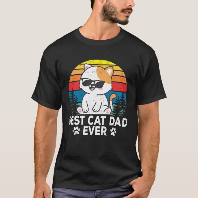 Camiseta Best Cat Dad Cute Cats Owner Pet Animals  Graphic (Anverso)