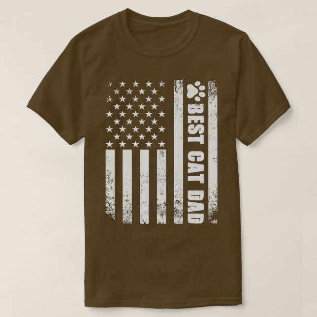 Camiseta Best Cat Dad Ever American Flag Camo  For Fathers  (Diseño del anverso)