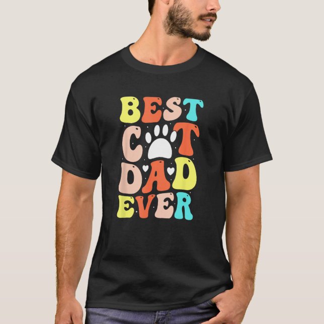 Camiseta Best Cat Dad Ever Happy Father Day 2023 Retro Groo (Anverso)