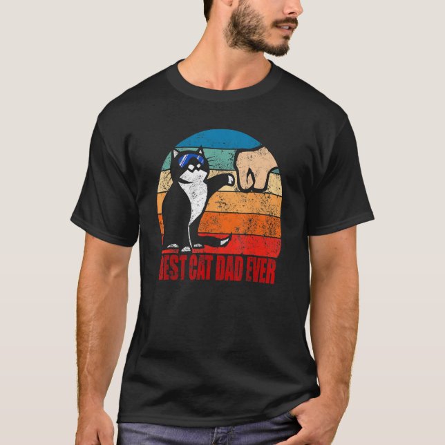 Camiseta Best Cat Dad Ever Retro Fathers Day Daddy Paw Fist (Anverso)