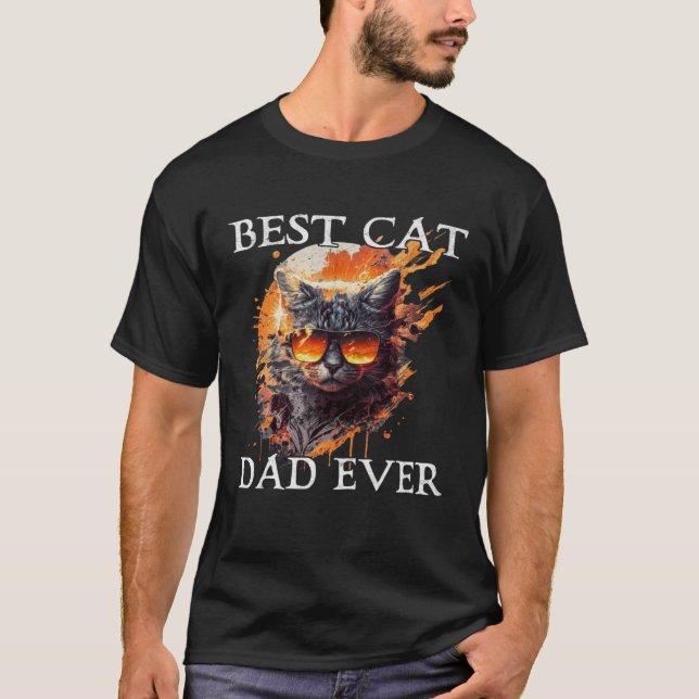 Camiseta Best Cat Dad Ever Retro Grunge Cat Owner Cat (Anverso)