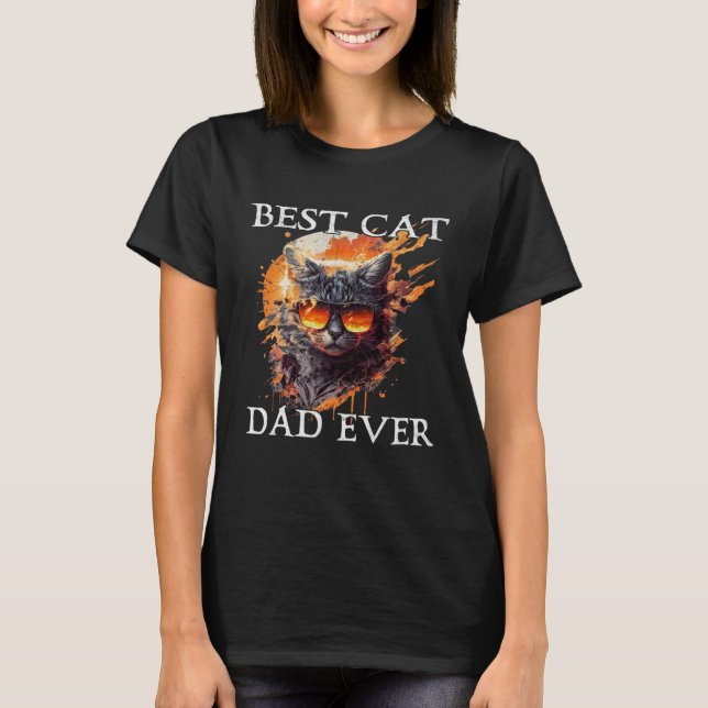 Camiseta Best Cat Dad Ever Retro Grunge Cat Owner Cat (Anverso)