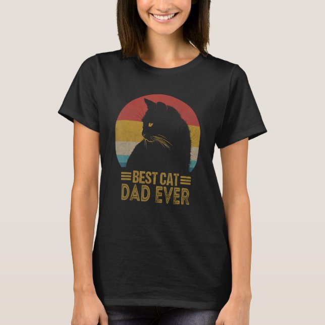 Camiseta Best Cat Dad Ever Retro Sunset  Daddy Cat Father s (Anverso)