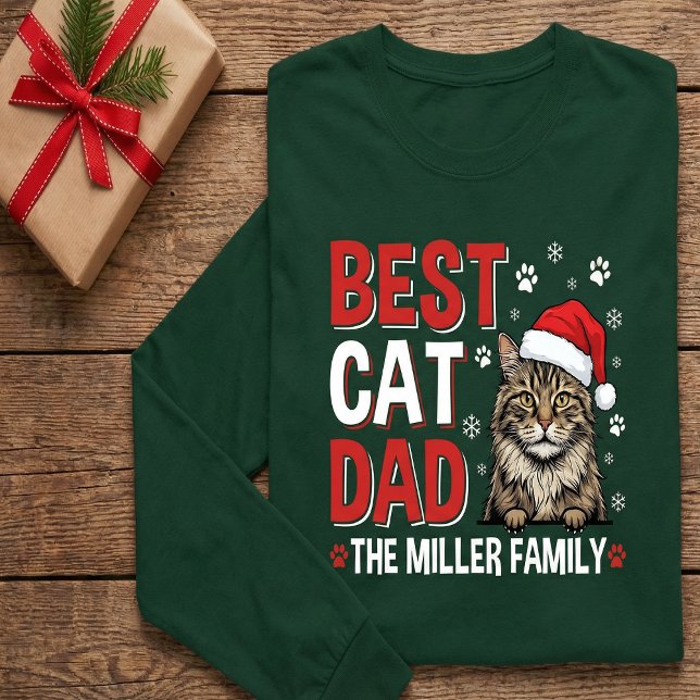 Camiseta Best Cat Dad Personalized family  name christmas (Subido por el creador)