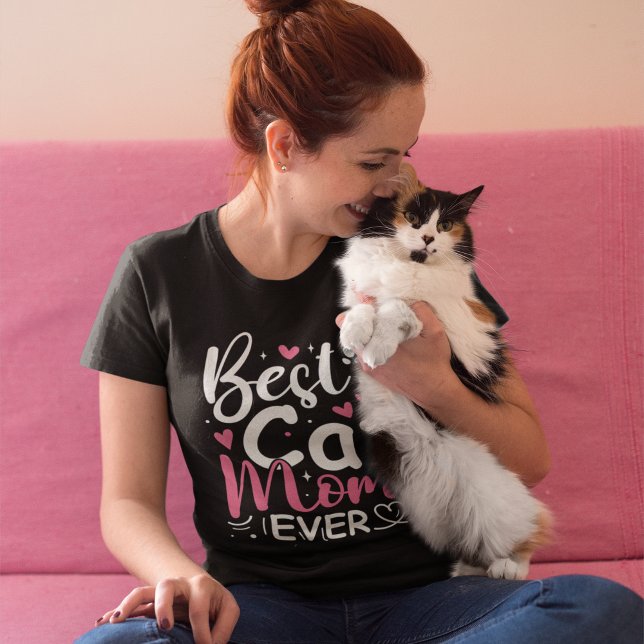 Camiseta Best Cat Mom Ever - Cute Typography Cat (Subido por el creador)