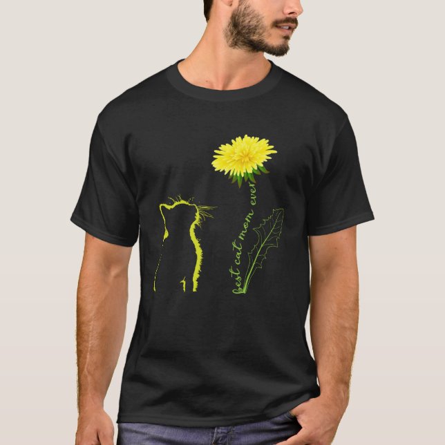 Camiseta Best Cat Mom Ever Flower Cat Mom Dandelion Mother  (Anverso)