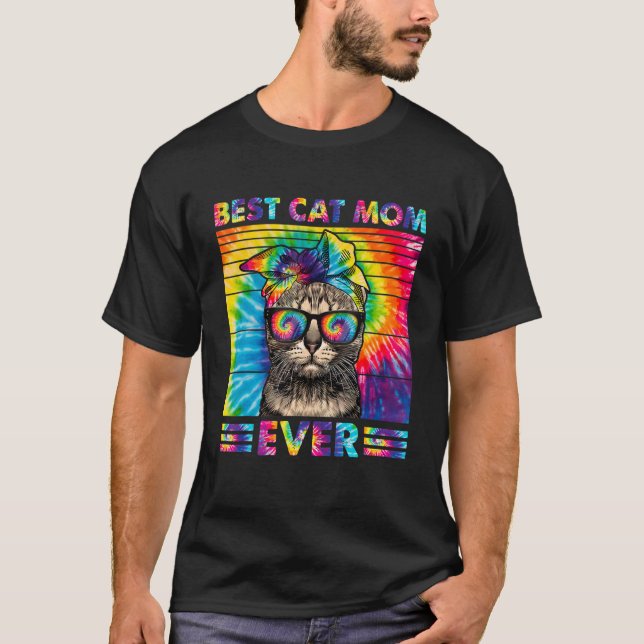 Camiseta Best Cat Mom Ever Tie Dye Cat Mommy Mother's Day H (Anverso)