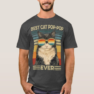 Camiseta Best Cat Pop-Pop Ever Retro Vintage Cat Dad Father