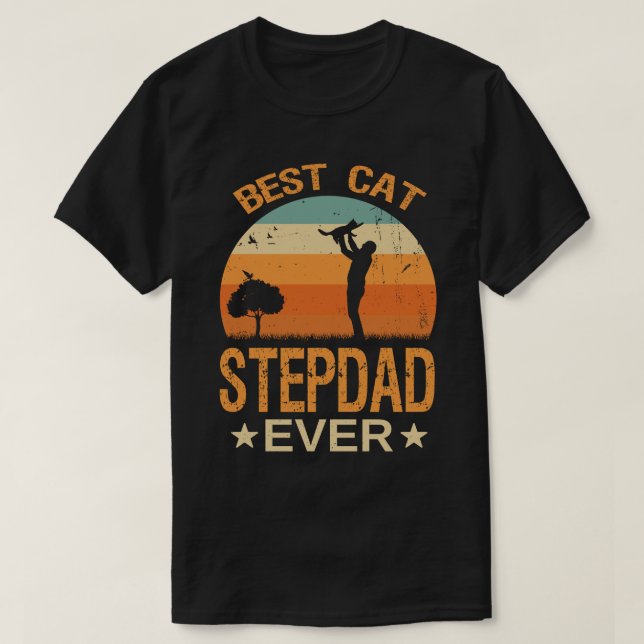 Camiseta Best Cat STEPDAD Ever Retro Vintage (Diseño del anverso)