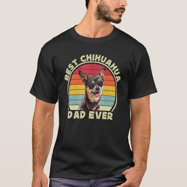 Camiseta Best Chihuahua Dad For Men Retro Black Chiwawa  Do (Anverso)