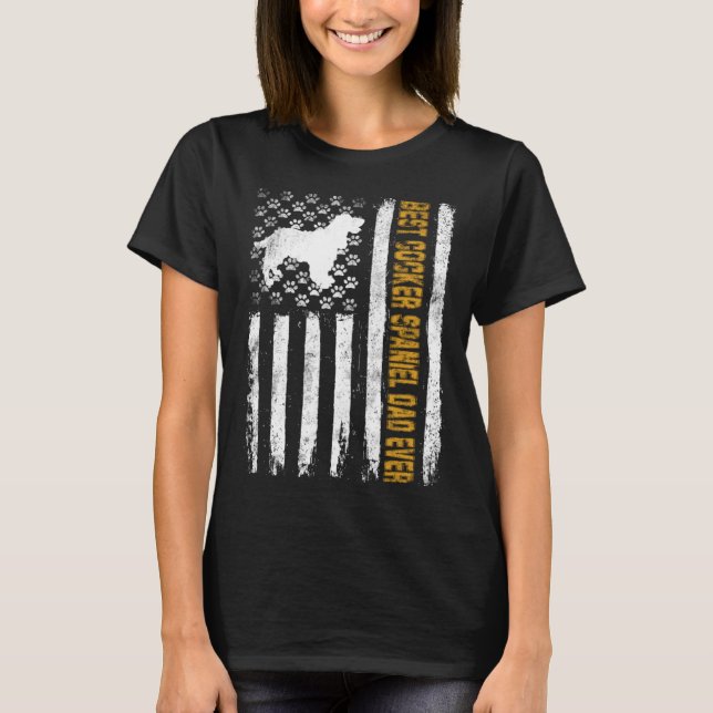 Camiseta Best Cocker Spaniel Dog Dad Ever American Flag (Anverso)