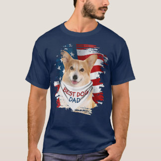 Camiseta Best Corgi Dog Dad Cute American Flag Happy Father