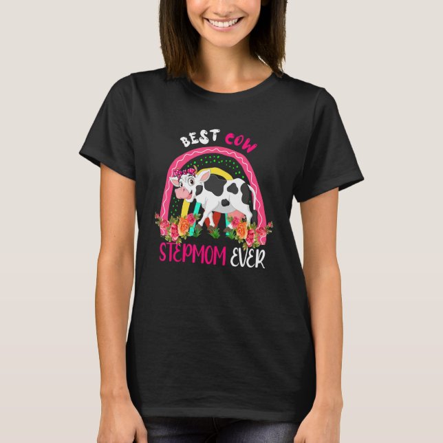 Camiseta Best Cow Stepmom Ever Cute Cow Bow Tie Farmer Moth (Anverso)