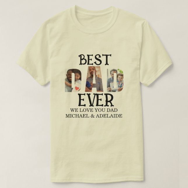 Camiseta Best Dad Ever 3 Photo Collage Custom Father’s Day  (Diseño del anverso)