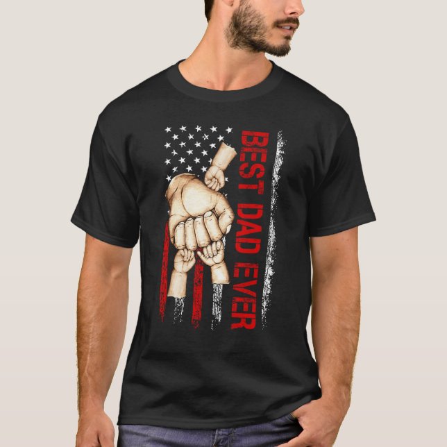 Camiseta Best Dad Ever America Flag Dad Have 3 Child Father (Anverso)