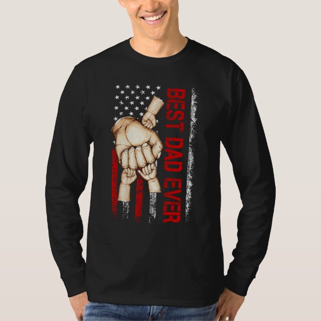 Camiseta Best Dad Ever America Flag Dad Have 3 Child Father (Anverso)