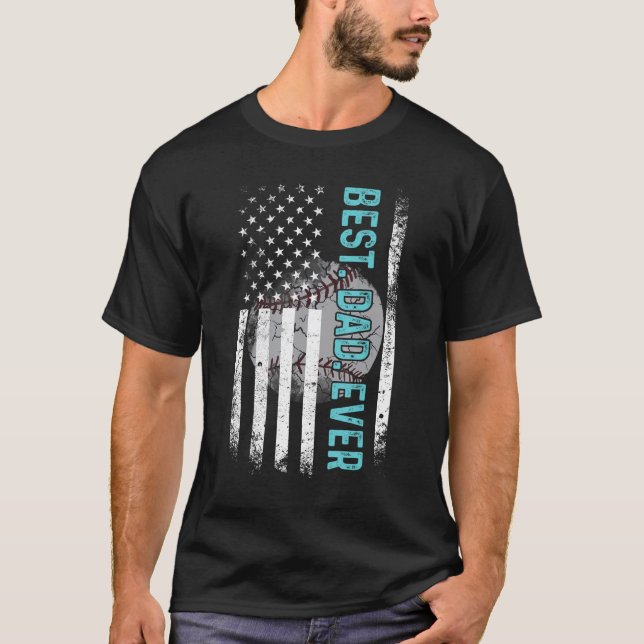 Camiseta Best Dad Ever Baseball USA Flag America  From Wife (Anverso)