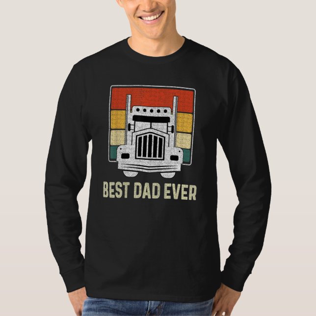 Camiseta Best Dad Ever Flag truck dad trucker dad best truc (Anverso)