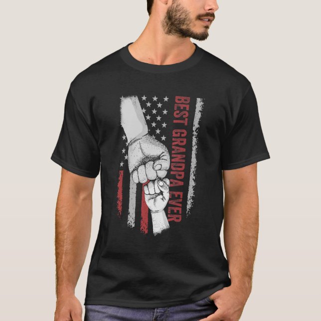 Camiseta Best Dad Ever Grandpa American Flag  For Dad (Anverso)