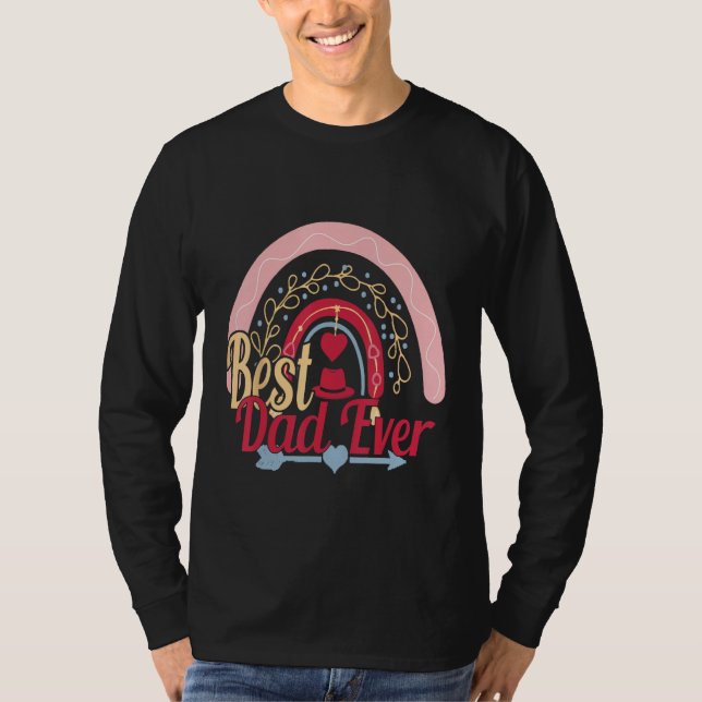 Camiseta Best Dad Ever Rainbow Daddy Papa Father s Day 2023 (Anverso)