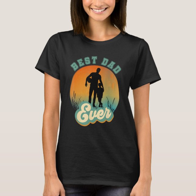 Camiseta Best Dad Ever Retro Sunset Football Daddy & Son (Anverso)