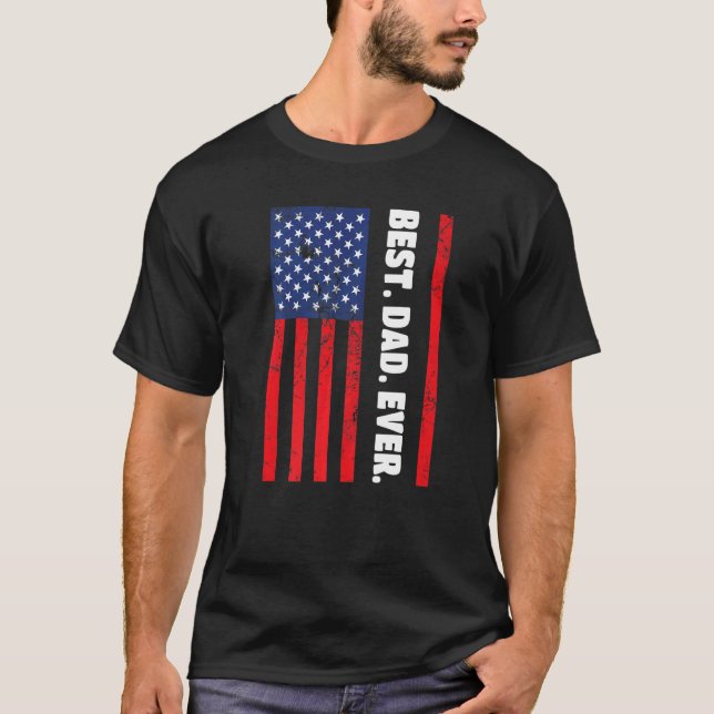 Camiseta Best Dad Ever USA Vertical Flag (Anverso)