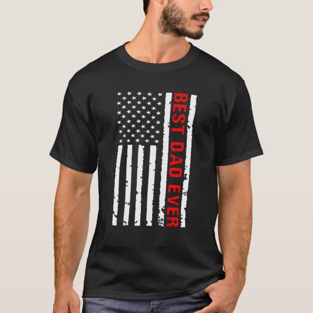 Camiseta Best Dad Ever with American Flag (Anverso)