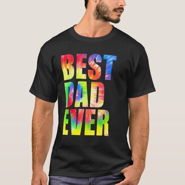 Camiseta Best Dad Ever With US Flag Tie Dye Fathers Day 2 (Anverso)