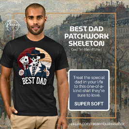 Camiseta Best Dad Patchwork Skeleton Tri-Blend Shirt