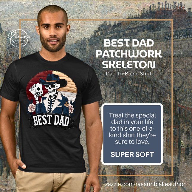 Camiseta Best Dad Patchwork Skeleton Tri-Blend Shirt (Subido por el creador)