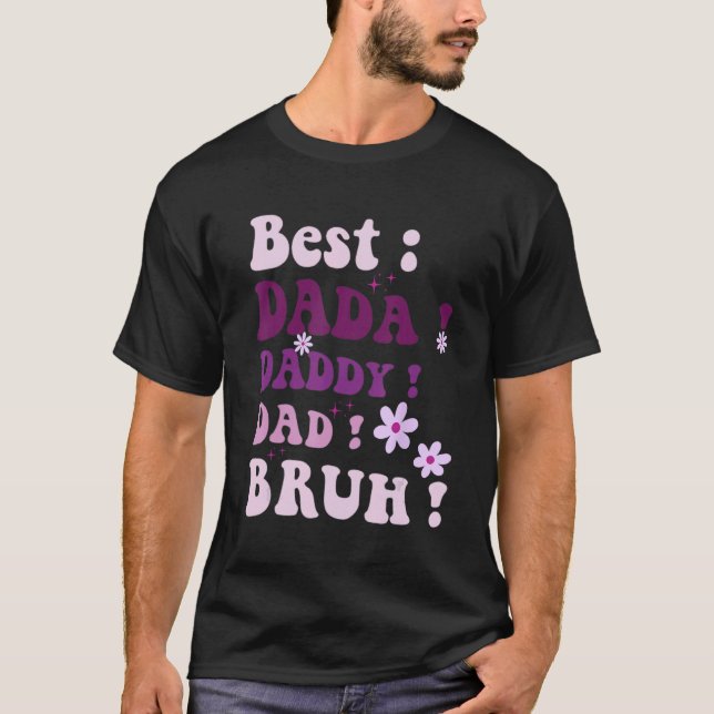 Camiseta Best Dada Daddy Dad Bruh Fathers Day Purple Groovy (Anverso)