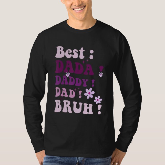 Camiseta Best Dada Daddy Dad Bruh Fathers Day Purple Groovy (Anverso)