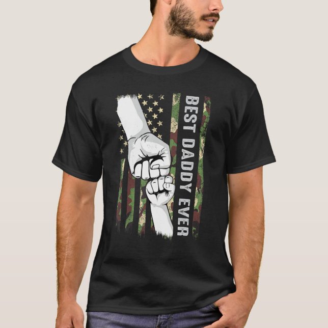 Camiseta Best Daddy Ever Fist Pump With US American Flag Fa (Anverso)