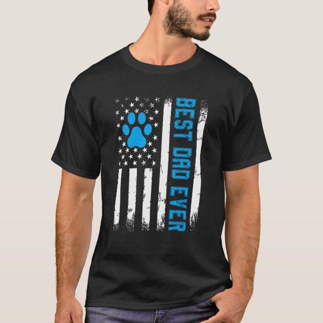 Camiseta Best Dog Cat Dad Ever American Flag Father s Day d (Anverso)