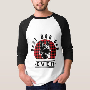 Camiseta Best Dog Dad Ever Buffalo Check Design T-Shirt