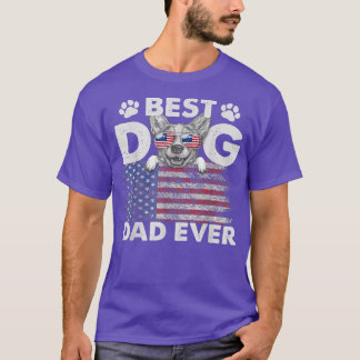 Camiseta Best Dog Dad Ever Corgi Lovers USA Patriotic Flag