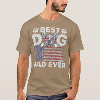 Camiseta Best Dog Dad Ever Corgi Lovers USA Patriotic Flag
