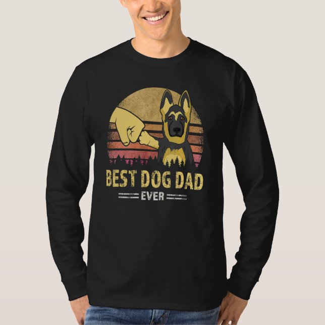 Camiseta Best Dog Dad Ever German Shepherd Retro Puppy  Des (Anverso)