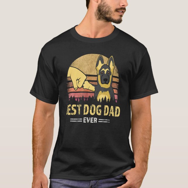 Camiseta Best Dog Dad Ever German Shepherd Retro Puppy  Des (Anverso)