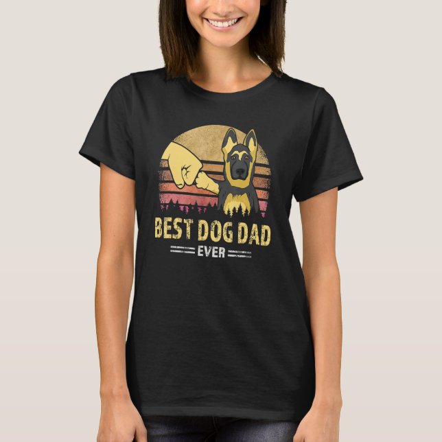 Camiseta Best Dog Dad Ever German Shepherd Retro Puppy  Des (Anverso)