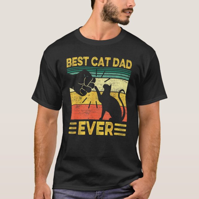 Camiseta Best Dog Dad Ever Retro Dog Daddy Paw Fist Bump Fa (Anverso)