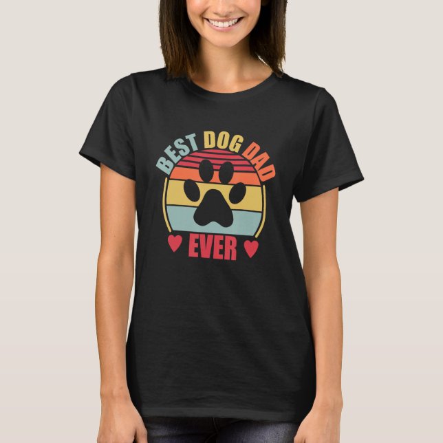 Camiseta Best Dog Dad Ever  Retro Dog Paw (Anverso)