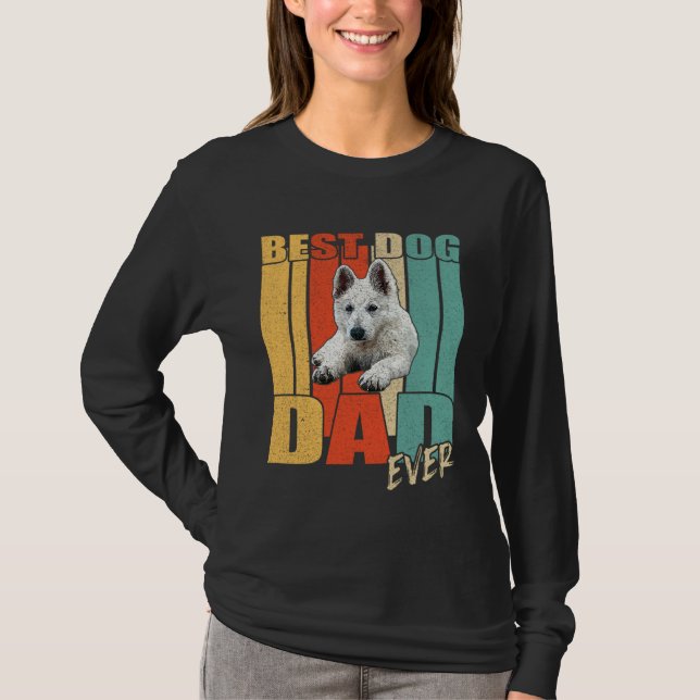 Camiseta Best Dog Dad Ever Retro White German Shepherd Fath (Anverso)