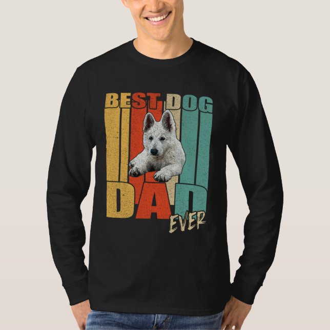 Camiseta Best Dog Dad Ever Retro White German Shepherd Fath (Anverso)