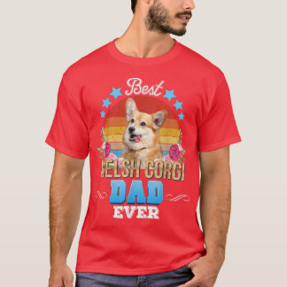 Camiseta Best Dog Dad Ever Welsh Corgi Floral Retro Father 